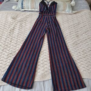 Striped Multicolor Retro 70s Inspired Jumpsuit